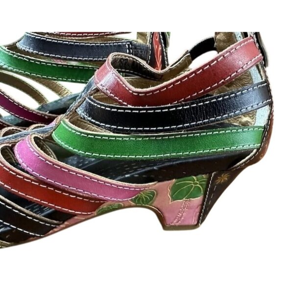 Elite by Corky St Marten Gladiator Casual Floral Zip Back Sandals size 7 - Picture 3 of 9